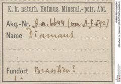 Etiketten zu Diamant (NHMW-MIN-Aa6644)